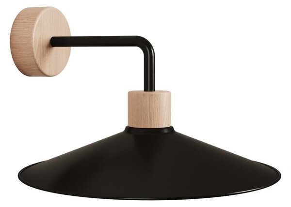 Creative cables Dřevěná nástěnná lampa se stínidlem swing a zahnutým ramínkem Barva: Neutrální-černá