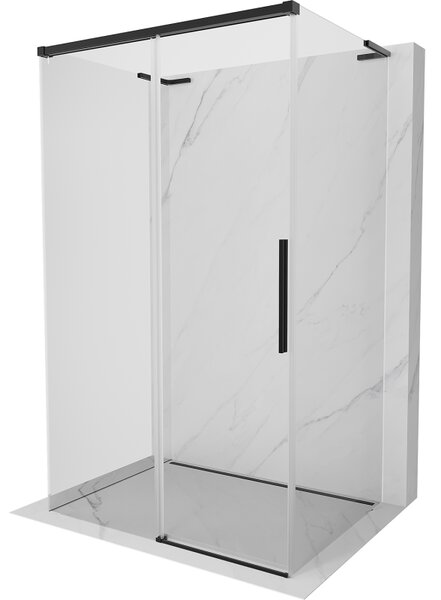 Mexen Rox-3SL, 3-stěnný výsuvný sprchový kout 110 x 95 cm, čiré sklo, černý profil, 8C2L-110-095-70-00-3S