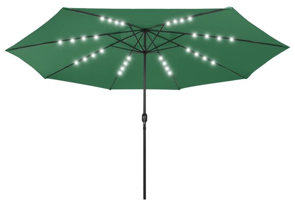 Zahradní slunečník s LED osvětlením 400 cm zelený