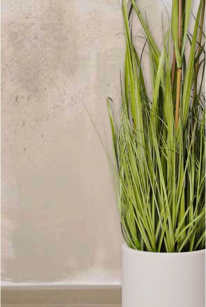 Umělá tráva v krémovém květináči SECCA, plast, výška 120 cm, zelená