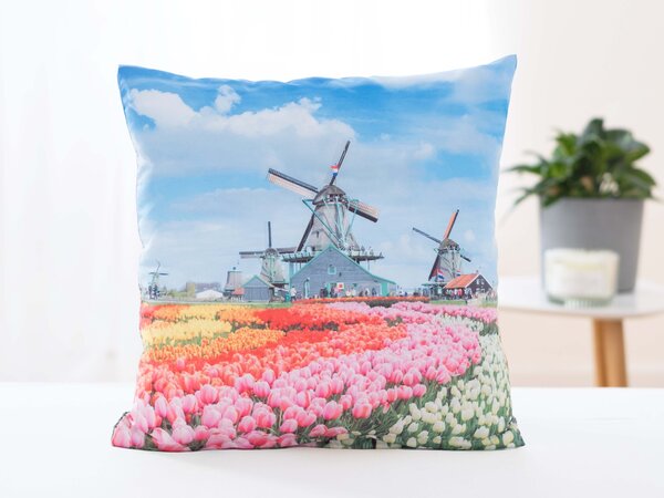 Povlak na polštář 40 × 40 cm - Větrné mlýny v Holandsku