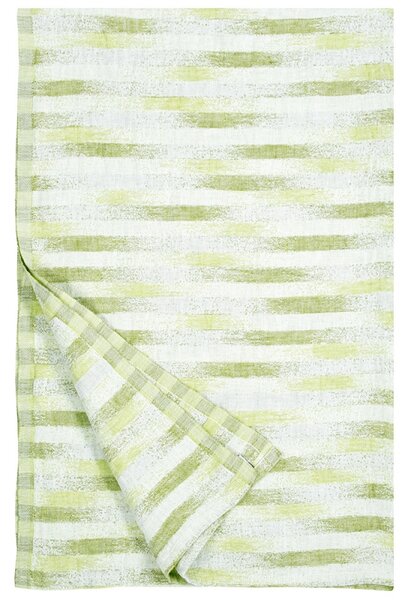 Lněný ručník Hohto, bílo-zelený, Rozměry 95x150 cm