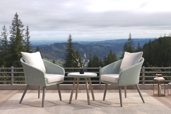 Unique Furniture Set dvou světle šedých zahradních křesel a stolku Bistro