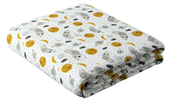 Přehoz s podélným prošitím barva bílá látka vzorované
