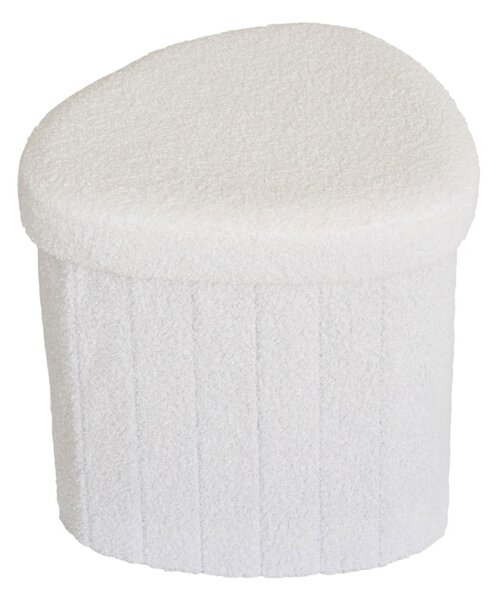 Bílý taburet z textilie bouclé Medford – House Nordic