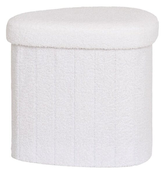 Bílý taburet z textilie bouclé Medford – House Nordic