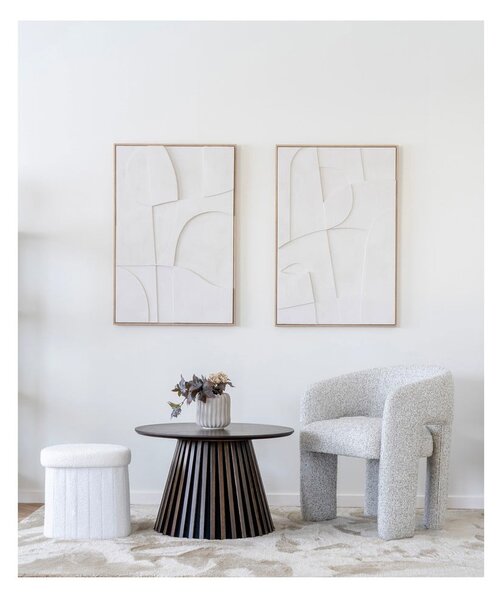 Bílý taburet z textilie bouclé Medford – House Nordic