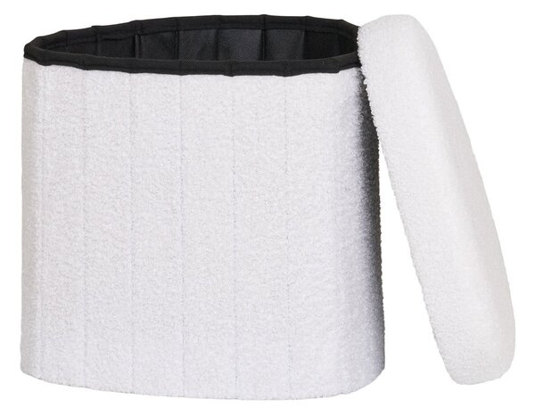 Bílý taburet z textilie bouclé Medford – House Nordic