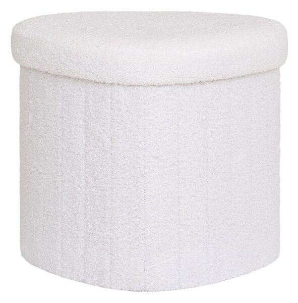 Bílý taburet z textilie bouclé Medford – House Nordic