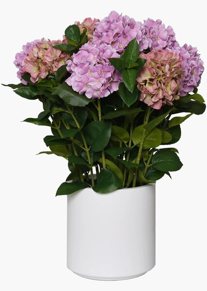 Umělá hortenzie HYDRANGEA v bílém květináči, výška 78 cm, růžová