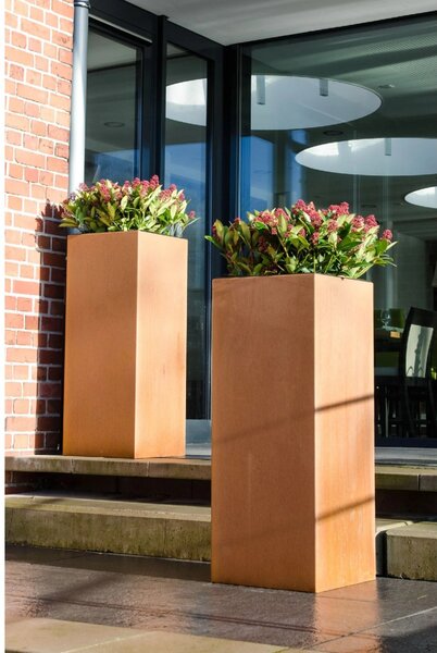 Květináč BLOCK, corten, výška 100 cm, hnědý