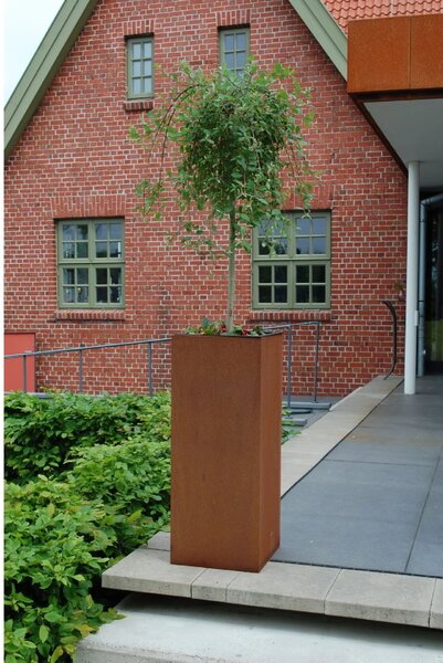 Květináč BLOCK, corten, výška 100 cm, hnědý