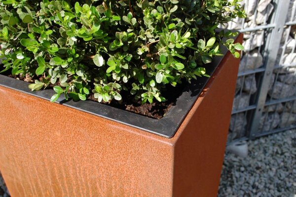 Květináč BLOCK, corten, výška 80 cm, hnědý