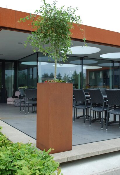 Květináč BLOCK, corten, výška 100 cm, hnědý
