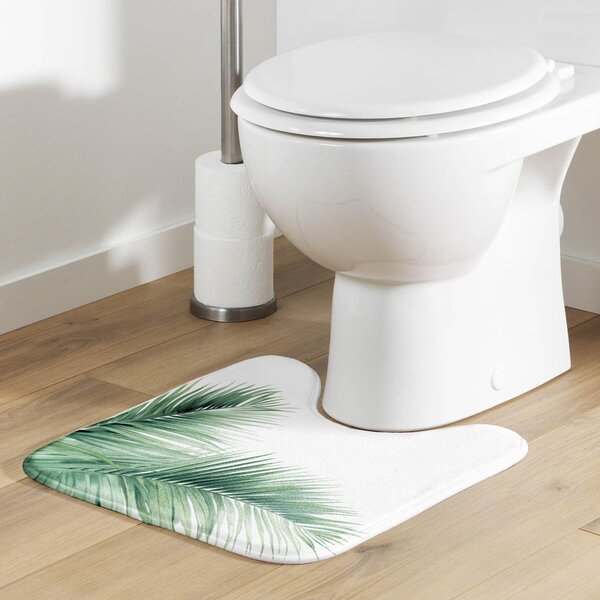 Bílá/zelená WC koupelnová předložka 45x45 cm Havane – douceur d'intérieur