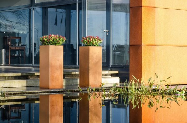 Květináč BLOCK, corten, výška 100 cm, hnědý