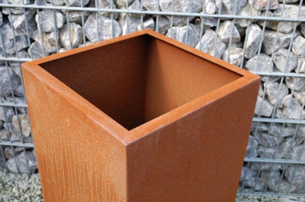 Květináč BLOCK, corten, výška 80 cm, hnědý