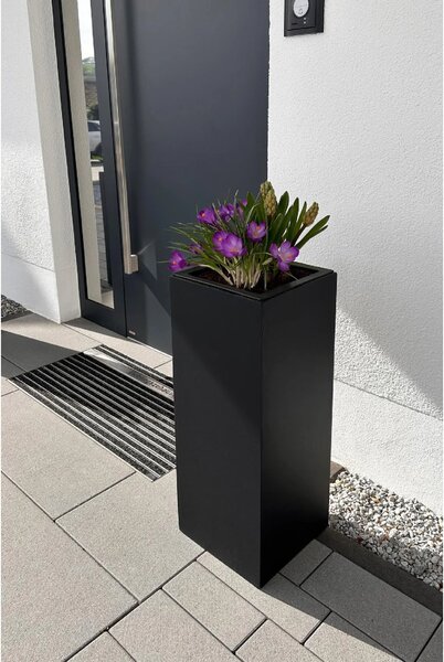 Květináč BLOCK, sklolaminát, výška 75 cm, antracit