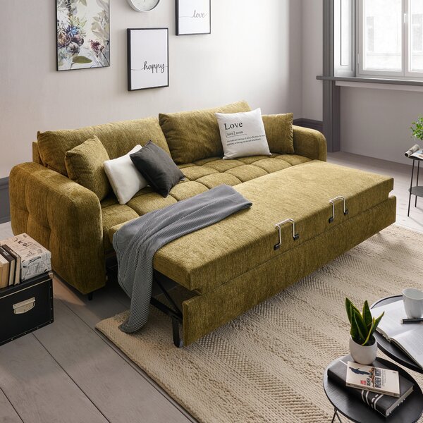 ROZKLÁDACÍ POHOVKA, textil, olivově zelená Lomoco - Rozkládací sedačky
