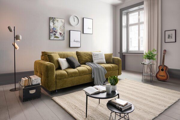 ROZKLÁDACÍ POHOVKA, textil, olivově zelená Lomoco - Rozkládací sedačky