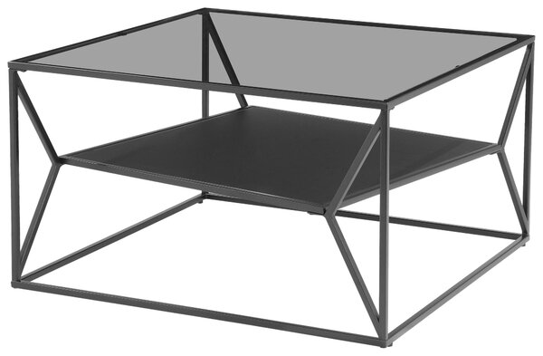 KONFERENČNÍ STOLEK, šedá, černá, kov, sklo, 75/75/43 cm Carryhome - Konferenční stolky