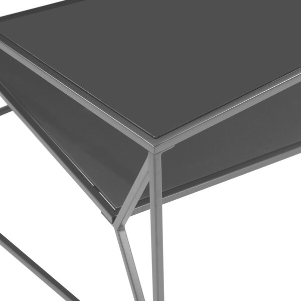 KONFERENČNÍ STOLEK, šedá, černá, kov, sklo, 75/75/43 cm Carryhome - Konferenční stolky
