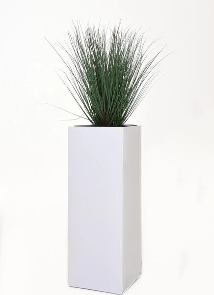 Květináč BLOCK, pozink, výška 65 cm, vč. vložky, bílý