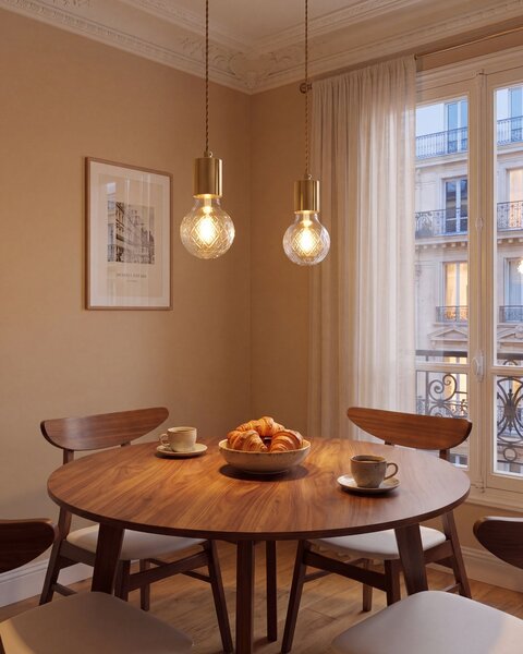 Sada 2 závěsných lamp ANZA Sklo Zlatá