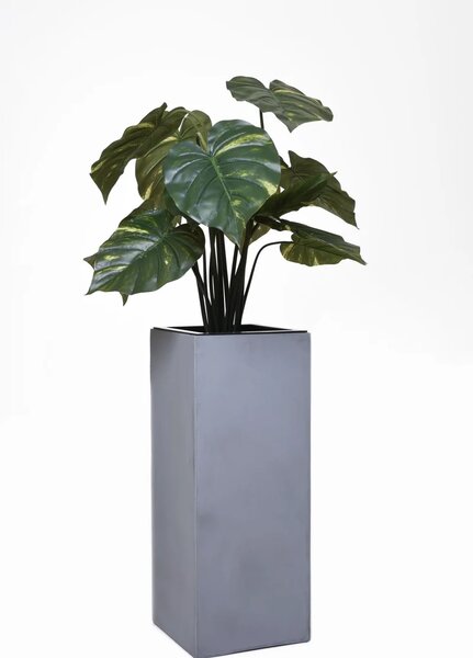 Hranatý květináč BLOCK, sklolaminát, výška 75 cm, beton design