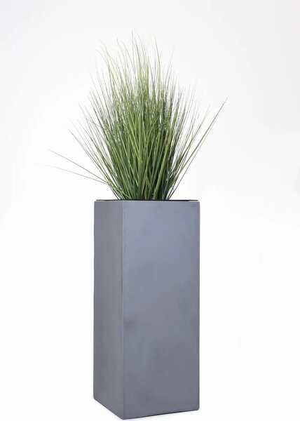 Hranatý květináč BLOCK, sklolaminát, výška 75 cm, beton design