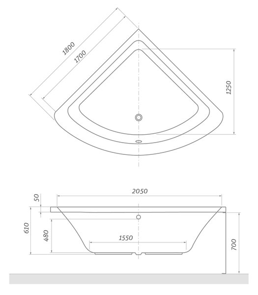 Roth Asymetrická akrylátová vana TULLIP Varianta: rozměry: 150x100 cm, orientace: Levá - (TULLIP /150 L - 5157000)