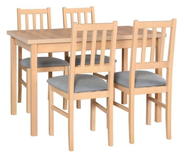 Jídelní set 1+4, stůl Max 10 a bukové židle Bos 4