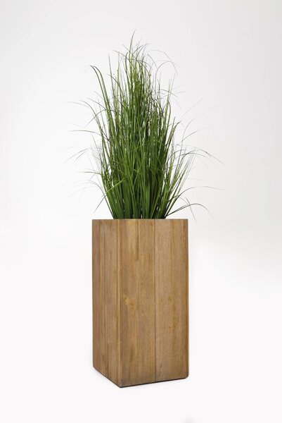 Dřevěný květináč BLOCK, výška 70 cm, hnědý