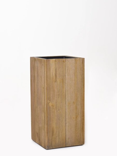 Dřevěný květináč BLOCK, výška 70 cm, hnědý