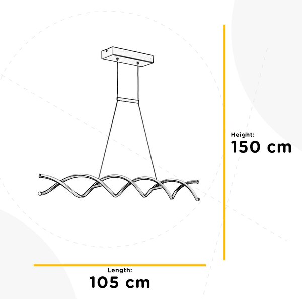 ZÁVĚSNÉ LED SVÍTIDLO, 30 W, 105/15/150 cm - Online Only svítidla, Online Only