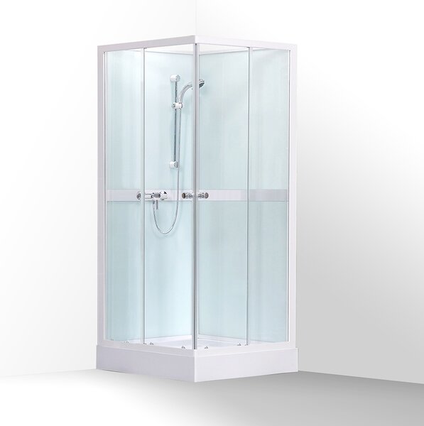 Roltechnik Čtvercový sprchový box PETRA NEW 80 cm Bílá Sklo TRANSPARENT