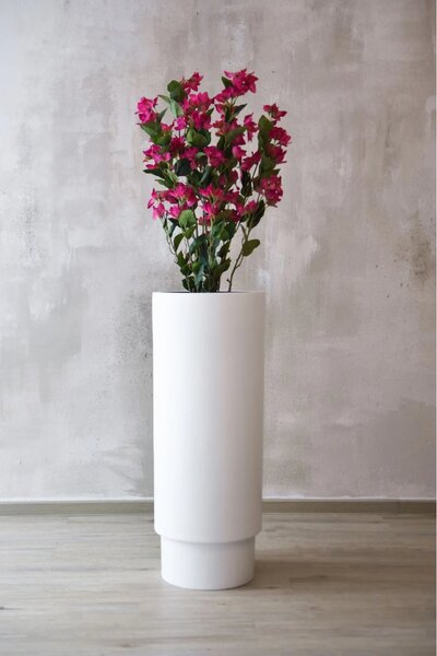 Květináč ESCADA, sklolaminát, výška 90 cm, bílý