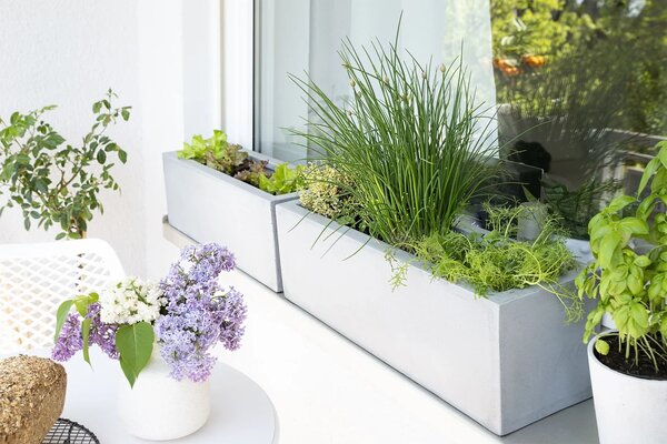 Truhlík FLOBO, sklolaminát, šířka 60 cm, šedá - beton design
