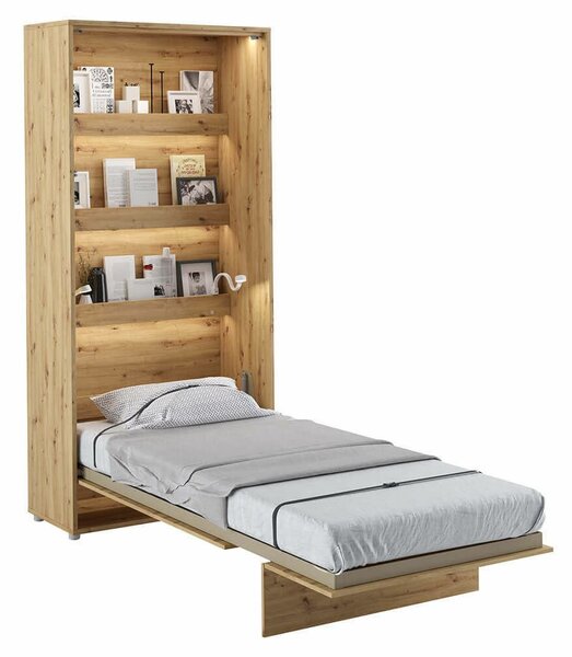 Vysoká sklápěcí postel ve skříni MONTERASSO, 90x200, dub artisan