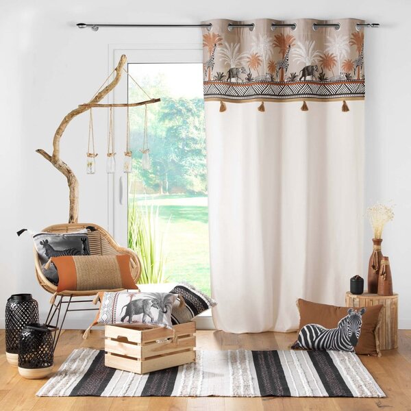 Hnědý/v přírodní barvě bavlněný závěs 140x240 cm Kenya Lodge – douceur d'intérieur