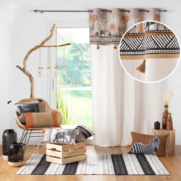 Hnědý/v přírodní barvě bavlněný závěs 140x240 cm Kenya Lodge – douceur d'intérieur