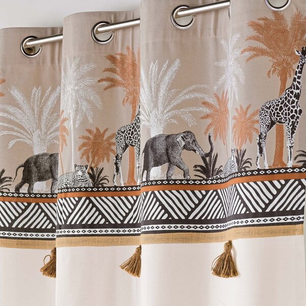 Hnědý/v přírodní barvě bavlněný závěs 140x240 cm Kenya Lodge – douceur d'intérieur