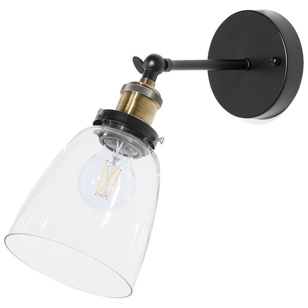 Sada 2 nástěnných lamp LOVAT Nastavitelná Kov Průhledná Černá