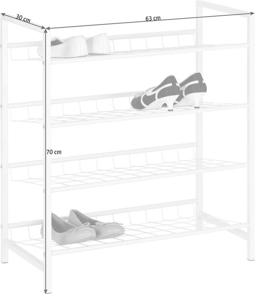 REGÁL NA BOTY, bílá, 63/70/30 cm Carryhome - Regály na boty