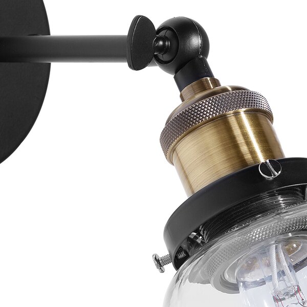 Sada 2 nástěnných lamp LOVAT Nastavitelná Kov Průhledná Černá