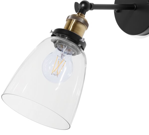 Sada 2 nástěnných lamp LOVAT Nastavitelná Kov Průhledná Černá