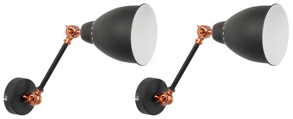 Sada 2 nástěnných lamp MISSISSIPPI Nastavitelná Kov Grafitově šedá