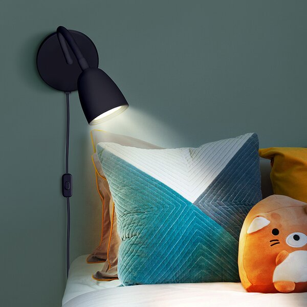 SOLIGHT LED nástěnná lampička, stmívatelná, 4W, 280lm, 3000K, černá