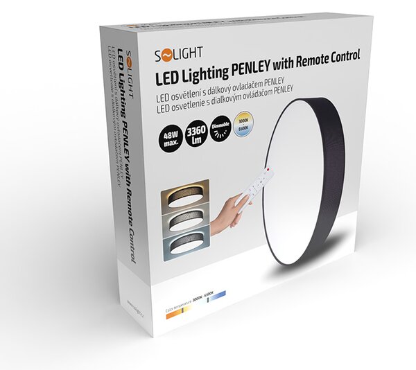 SOLIGHT LED osvětlení s dálkovým ovladačem Penley, 48W, 3360lm, 40cm, CCT
