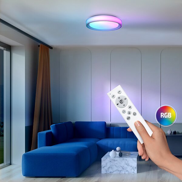 SOLIGHT LED osvětlení s dálkovým ovladačem Floco, 30W + 6W RGB, 2100lm, 40cm, CCT